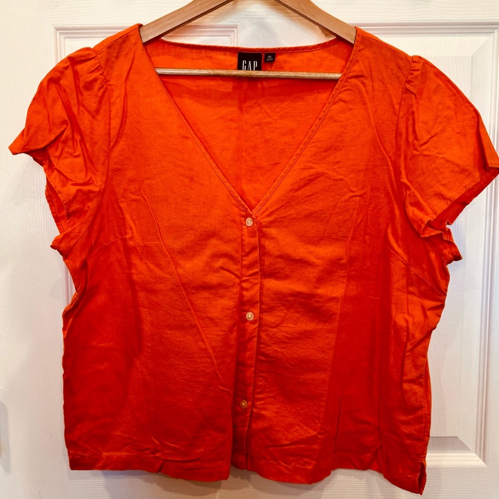 Gap linen blend cropped blouse